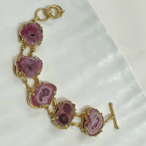 Bracelet manchette tendance en laiton fait main, personnalisable (couleur et taille), pour femme, idéal pour les fêtes, avec pierre naturelle - Exima Traders - Product Image 2