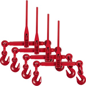 Chain Load Binder, 5/16" Tie Down Kit w/ 7100LBS Working Load Capacity and Two Grab <b>Hooks</b>, Includes (4) Ratchet Binders - Product Image 6