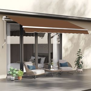 Toldo Retráctil Manual de 10FT X 8FT con Manivela Fácil de Abrir, Plegable, Protección UV para Patio, Terraza, Jardín, Inspirado en Café - Product Image 2