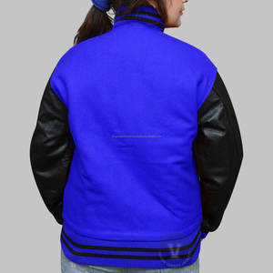 Veste universitaire en cuir de laine pour femmes, veste de baseball personnalisée OEM College Letterman, veste vierge personnalisée pour l'équipe et l'école, vente en gros - Product Image 5