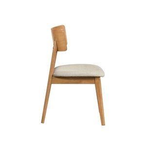 Set di 2 Sedie da Pranzo Imbottite in Tessuto Beige con Schienale Curvo, Mobili in Legno con Finitura Naturale - Product Image 3