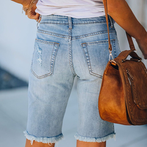 Shorts en denim extensible de qualité supérieure pour femmes, coupe taille haute confortable, tissu en mélange de coton flexible, lavage propre, classique - Product Image 4