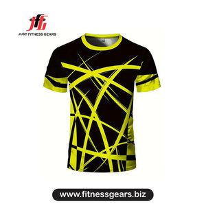 Men's <b>Red</b> Short Sleeve Sporty T-Shirt Sublimation Print Quick Dry Knitted Polyester Regular Fit - Product Image 5