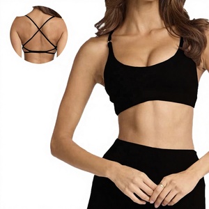 Sujetador deportivo Vractive al por mayor para mujer, con tirantes ajustables tipo halter, cuello en U, acolchado, sin costuras, frontal sólido, ecológico y transpirable. - Product Image 2