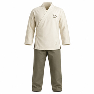 Kung Fu Uniform Adult Unisex Cream Cotton Breathable Quick Dry Lightweight Durable Regular Fit Martial <b>Arts</b> Wear Kit - Product Image 1