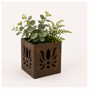 Handcrafted Rustic Wooden Cutlery Holder With Elegant Floral Laser Cut Design Eco-friendly <b>Tabletop</b> Spoon & Fork Stand Organizer - Product Image 4