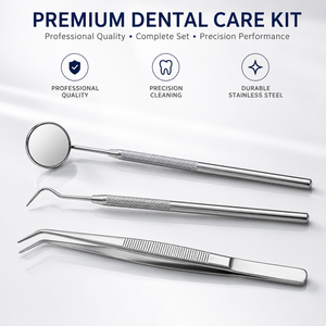 Kit de Exploración Dental Manual de Acero Inoxidable de 3 Piezas, Espejo, Sonda, Pinzas, Reutilizables, Autoclavables, con Agarre Ergonómico para Dentistas - Product Image 2