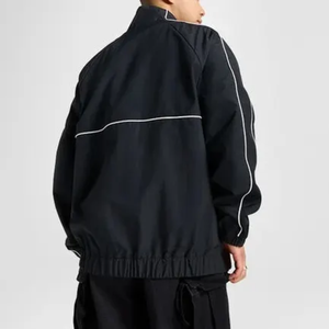 Chándal negro para hombre, con cierre de cremallera de longitud completa, cuello alto, corte holgado, estilo urbano, poliéster transpirable, ropa de otoño - Product Image 3