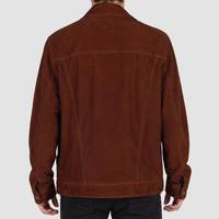 Veste en daim marron pour homme Francis, style workwear, col rabattu, coupe classique - Veste en daim marron