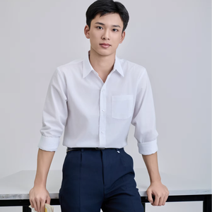 Chemise à manches longues blanche pour enfants en polyester/coton, style vietnamien FMF, pour garçons et filles, unisexe, fabriquée au Vietnam, en stock - Product Image 1