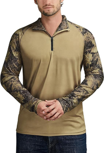 <b>Men's</b> Camouflage Raglan Sleeve Quarter Zip Pullover Long Sleeve Quick Dry <b>Stretch</b> UPF50 Sun Protection Casual <b>Shirt</b> - Product Image 4