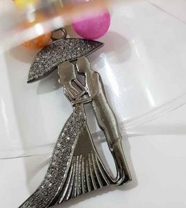 Rainy Love - Joyería Vintage de Plata de Ley 925 con Diamantes Naturales Engastados, Chapado en Rodio Negro, Tamaño 45x30MM, para Boda - Product Image 5