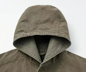 Veste à capuche en toile personnalisée OEM 2026, effet vieilli et délavé - Product Image 5