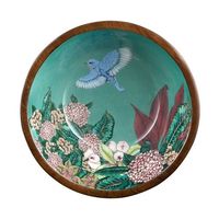 Mangohouten moderne luxe serveerschaal groot wit emaille binnenwerk citrus fruit citroen sinaasappel print design milieuvriendelijk vaatwasserbestendig