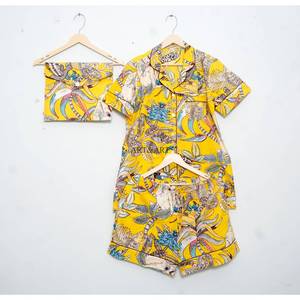 Ensemble de pyjama court en coton indien pour femme, idéal printemps/été, respirant, léger, de luxe, avec logo frontal, séchage rapide, Art&Art - Product Image 5