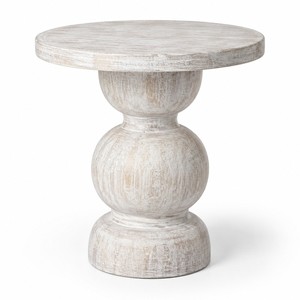 Table d'appoint Cycladique Santorini en bois de manguier blanchi fait main - Vente en gros - Product Image 1