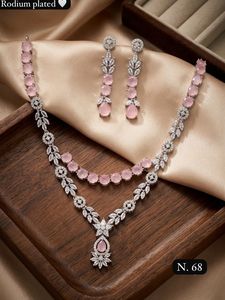 Certified <b>Silver</b> Plated Women's Bridal Set <b>Choker</b> Necklace Drop Earrings Tikka Ethnic Zircon Trendy Wedding Engagement Third - Product Image 1