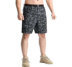 Men's Camouflage Cargo Shorts Quick Dry <b>Elastic</b> Waist Mid Length Casual Woven Polyester Bermuda Shorts With Pockets - Product Image 2