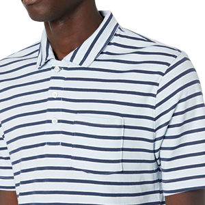 Polo de Algodón a Rayas de Manga Corta para Hombre con Bolsillo, Estilo Casual, Corte Regular, Tejido Oxford - Product Image 4