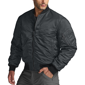 Blouson Bomber Homme Bleu Marine à Fermeture Éclair Col Montant Décontracté Coupe-Vent Hiver en Polyester Rembourré - Product Image 3