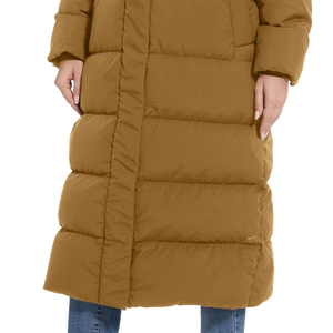 Abrigos de plumón para mujer, chaqueta larga acolchada, chaquetas de invierno, abrigos cálidos de moda para exteriores, abrigo largo con cremallera y capucha - Product Image 4