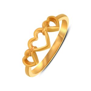 Anillo de Oro Linear Love, Anillo de Moda Chapado en Oro con Doble Corazón y Banda Abierta, Joyería Elegante para Mujer - Product Image 1