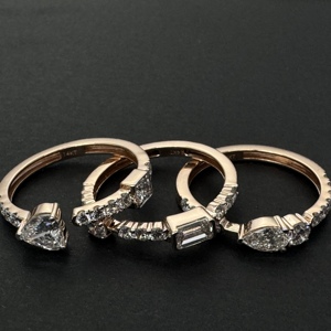 แหวนเพชรทรงหยดน้ำมาร์คีส์มรกตทรงหัวใจ 14K โรสโกลด์ 2.20 กะรัต เพชรเลี้ยงในห้องปฏิบัติการ สำหรับผู้หญิง เครื่องประดับชั้นดี - Product Image 2