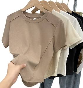 T-shirt décontracté pour femme, coupe ajustée, 100% coton, manches courtes, personnalisé, anti-rides, séchage rapide - Product Image 1