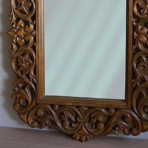 Luxury Handcrafted Solid Wood Wall <b>Mirror</b> Frame Ornate Royal Victorian Floral Scroll Carving Brown - Product Image 5