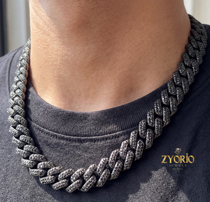 Collar de compromiso y boda de moissanita con rodio negro, cadenas de diamantes VVS personalizadas, cadena cubana de moissanita de plata 925 con incrustaciones. - Product Image 2