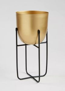 Pot en céramique avec support, pot de couleur or - Product Image 5