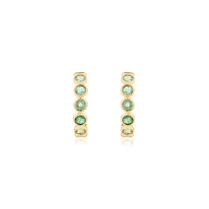 Impresionantes y Delicados Pendientes de Aro en Oro Amarillo de 18K con Esmeralda Auténtica, Elegantes para Uso Diario, Joyería al por Mayor para Mujer - Product Image 1