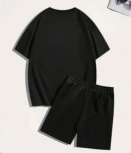 ชุดลำลองฤดูร้อนสำหรับผู้ชาย ชุดเสื้อผ้าถักสองชิ้น ระบายอากาศได้ดี น้ำหนักเบา สวมใส่สบาย เหมาะสำหรับออกกำลังกาย ชุดเสื้อยืดและกางเกงขาสั้นเข้าชุด - Product Image 5