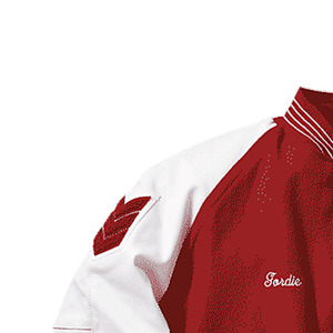 Veste universitaire rouge et blanche pour homme, lettre A brodée, style preppy, coupe classique, col rabattu, doublure en polaire - Product Image 2