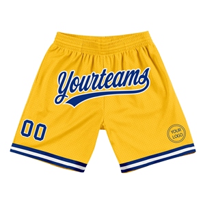 Wholesale Direct OMMIZ INDUSTRY Best Selling Custom Gold Royal-White Authentic Throwback Basketball Shorts - Product Image 1