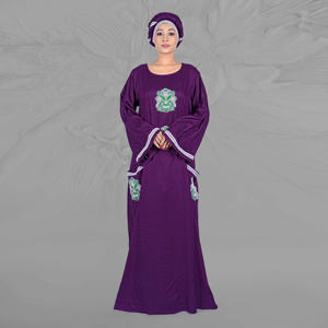 Kaftan en rayonne pour l'Aïd et le Ramadan, robe de tous les jours élégante avec détails de bordure sur les manches, poches latérales fonctionnelles, coupe fluide et longueur au sol - Product Image 5
