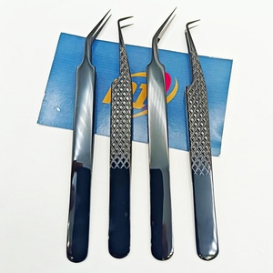 Pinzas de Acero Inoxidable Antimagnéticas para Extensión de Pestañas, de Alta Calidad Profesional, Color Negro Plasma, Probadas a Mano - Product Image 4