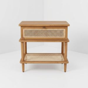 Custom <b>Wood</b> Nightstand Set Teak Cane Webbing Bedside Storage <b>Chest</b> For Wholesale Importer Bulk Container Direct Factory Export - Product Image 3