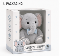 Peluche Éléphant Mignonne pour Bébé, Animal en Peluche Kawaii, Coton PP Doux, Doudou, Cadeau pour Enfants