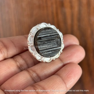 Anillo de Plata de Ley 925 con Turmalina Negra Druzy Ovalada de Diseño Original al por Mayor para Mujer, Joyería a Precio de Fábrica - Product Image 2