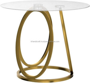 Table d'appoint argentée moderne luxueuse avec cadre en métal en verre pour bureau à domicile Table d'appoint Table de chevet accessoire de chambre à coucher - Product Image 6