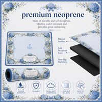 Alas Meja Mahjong Lipat Modern Biru Motif Hydrangea untuk Grosir, Ukuran 33x33 Inci, Bahan Neoprena Premium Anti-Selip Mewah OEM