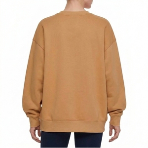 เสื้อสเวตเชิ้ตคอกลมโอเวอร์ไซส์สำหรับผู้หญิง สีพื้น แขนยาวทรงหลวม ผ้าฝ้ายถัก 100% ระบายอากาศได้ดี สไตล์ลำลองสำหรับฤดูใบไม้ร่วง - Product Image 4