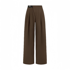 Pantalones Largos Casuales de Pierna Ancha Verdes Lisos para Mujer, Pantalones de Cintura Alta con Parches, Pantalones de Exterior para Chicas, Venta al por Mayor - Product Image 6