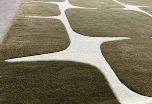 Green Abstract Tufted Area Rug, Organic Shape Design <b>Carpet</b>, Modern Minimalist Living Room Rug - Product Image 5