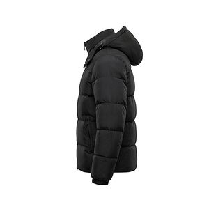 Hooded Quilted Waterproof <b>Bubble</b> Jacket Black Full Sleeve Winter Windproof Cotton Shell Knitted Fabric Polyester Filling Stand - Product Image 3