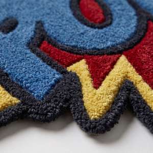 Alfombra Premium de Diseño Artístico con Motivos de Cómics POW, Hecha a Mano, Colorida, con Tipografía Pop Art, para la Habitación de los Niños, Sala de Estar o Dormitorio - Product Image 6