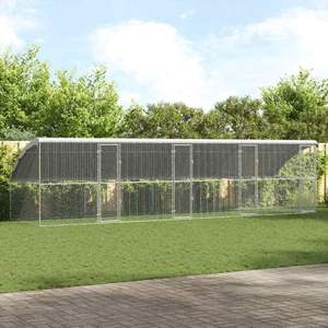 Jaula para Pollos Plateada, Juego de 4 Piezas, 314.96 X 78.74 X 78.15 Pulgadas, para la Comodidad y Seguridad de los Animales - Product Image 1