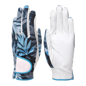 White Pink Genuine Leather Golf Glove Left Hand Breathable Non Slip Adjustable Wrist <b>Strap</b> Unisex Sports Performance - Product Image 3