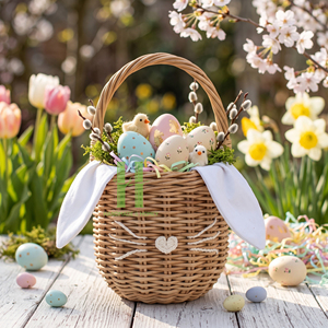 Premium Quality Woven Baskets With Handle Customize Sizes Variety Colors For Easter Decorations and Home <b>Decor</b> Made In Vietnam - Product Image 2